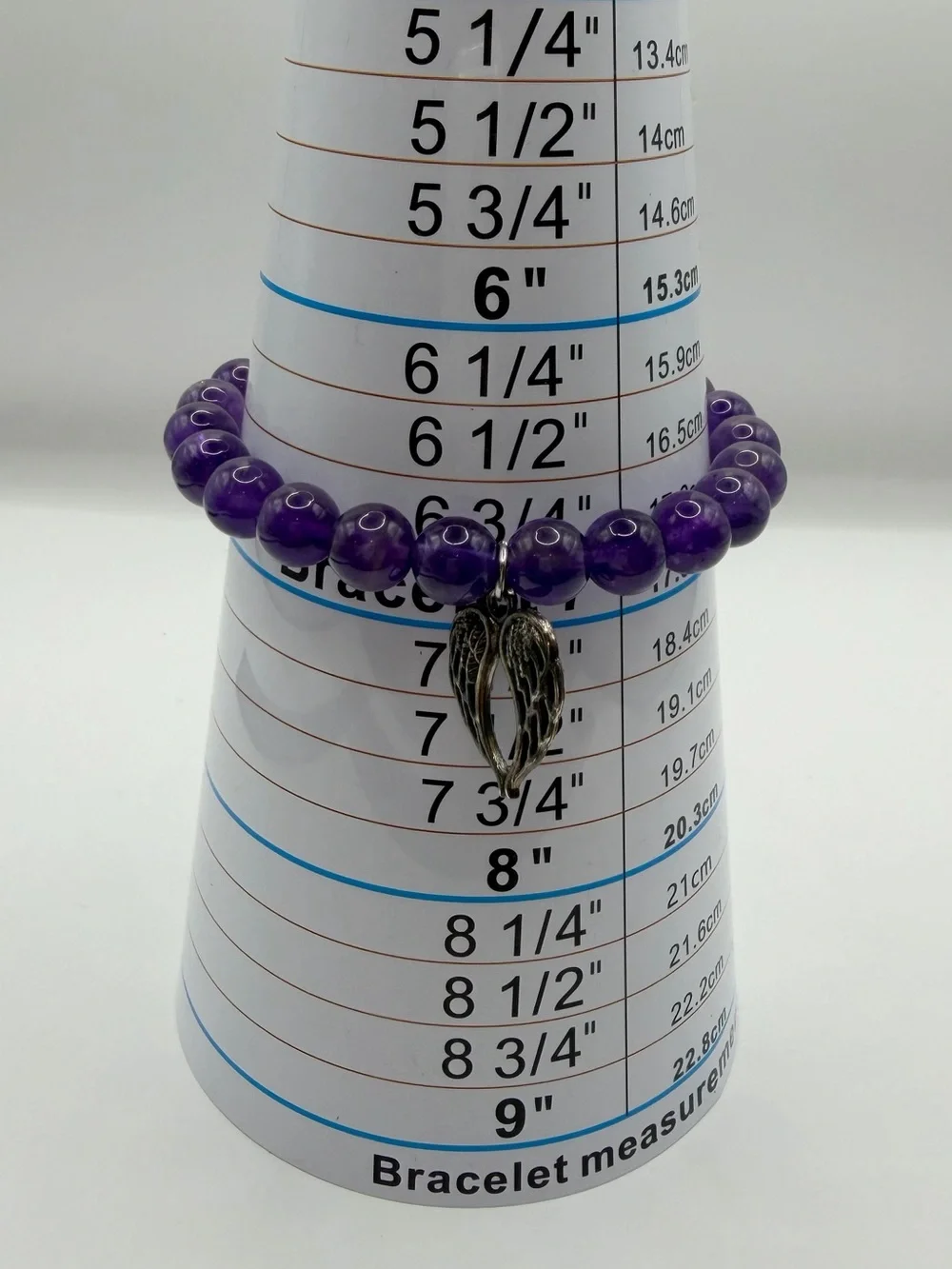 Purple Beaded Bracelet with Angel Wing Charm - Women Jewelry